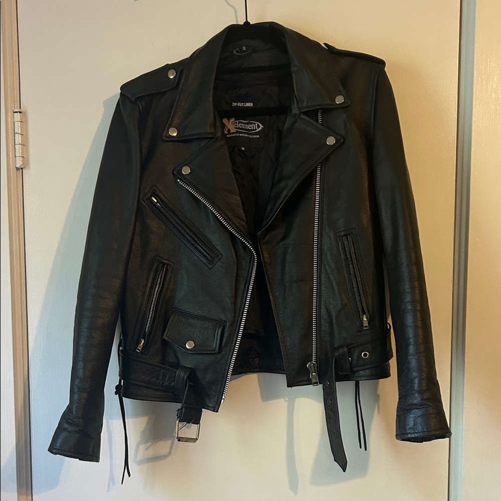 Xelement  Black Leather Women's Moto Jacket
